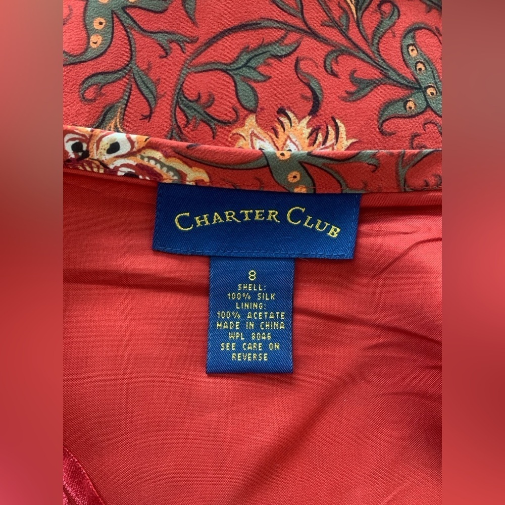 Charter Club Red Floral Printed 100% Silk Maxi Skirt - Picture 5 of 8